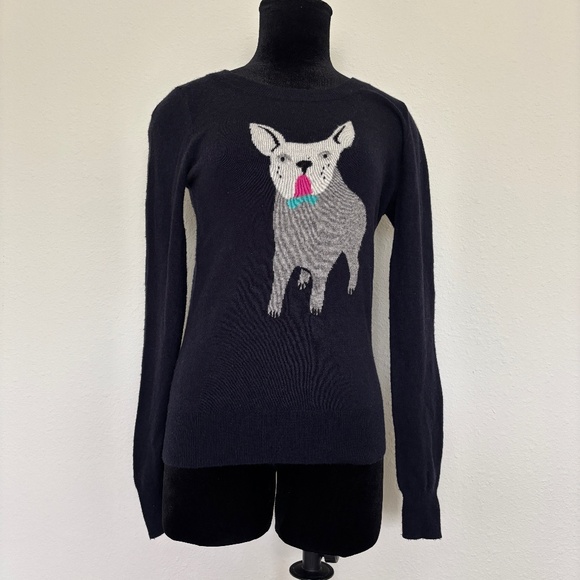J. Crew Navy French Bulldog Frenchie Sweater - Picture 1 of 7